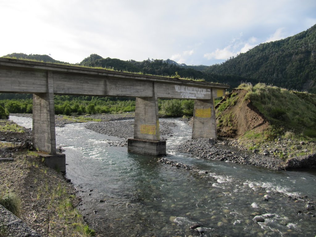 Río Lonquimay y puente ferroviario by Omar Acuña