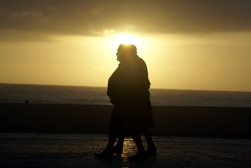 Old couple at sunset II by Peter Lendvai