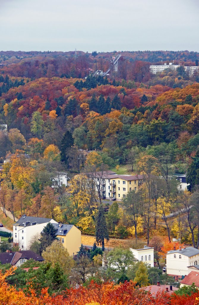 Blick vom Aussichtsturm zu den Schanzen, View from the observation tower to the ski jumps, Bad Freienwalde by christine.www