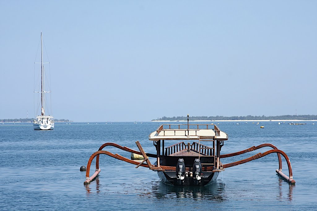 Looking towards the Gili Islands from Pemenang by marconails