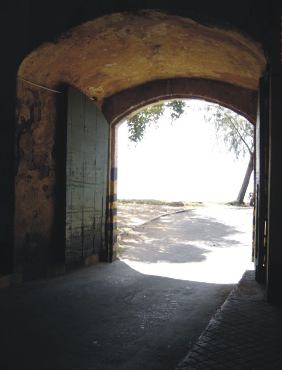 Thick double wooden shash in the rear of the gate way of Fort Frederick by Upali Somasiri