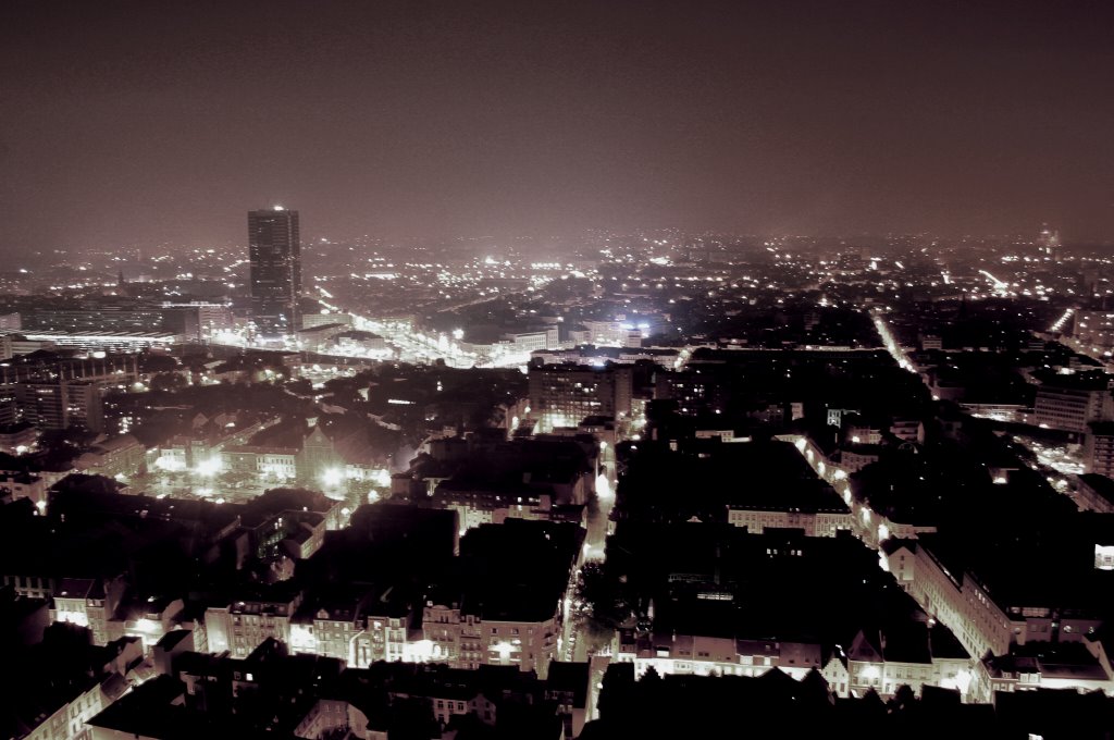 Brussels Hilton at night by Sam Asaert