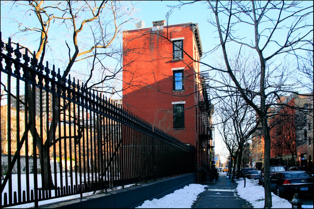 Looking East on 2nd Street, past the New York City Marble Cemetery - NYC - January 2011 by LuciaM