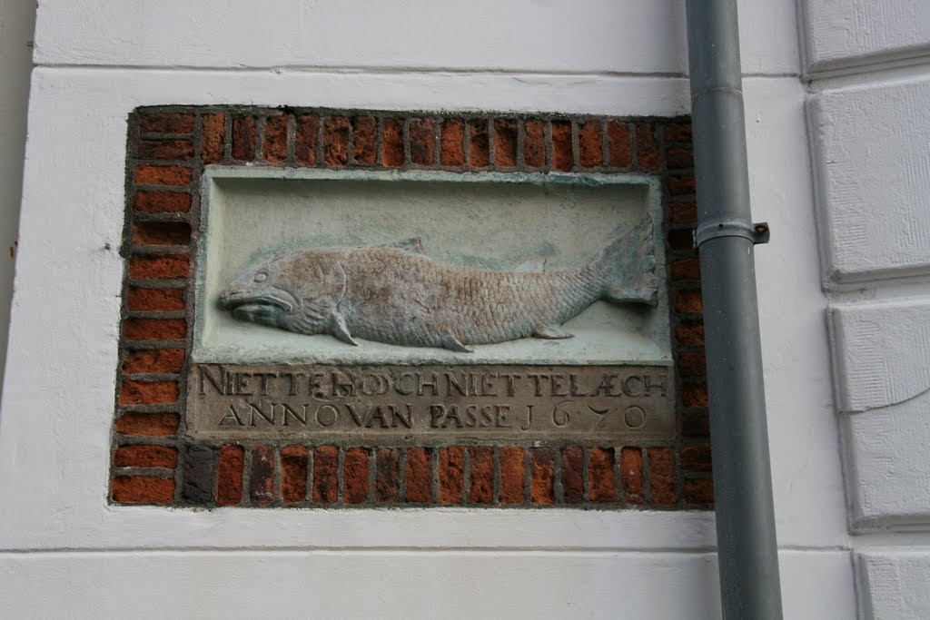 Gevelsteen 'Niet te hooch, niet te laegh, van Passe-1670'; Gouda. by Carl030nl