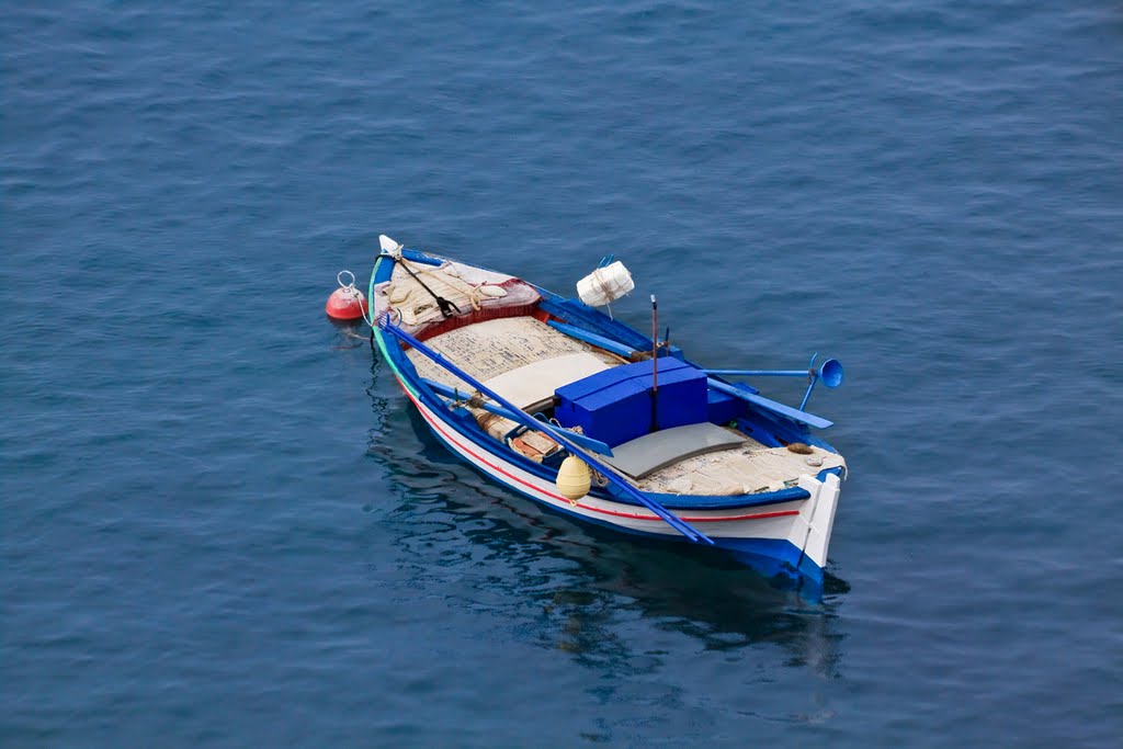 Boat at sea by Boris Stefanovic