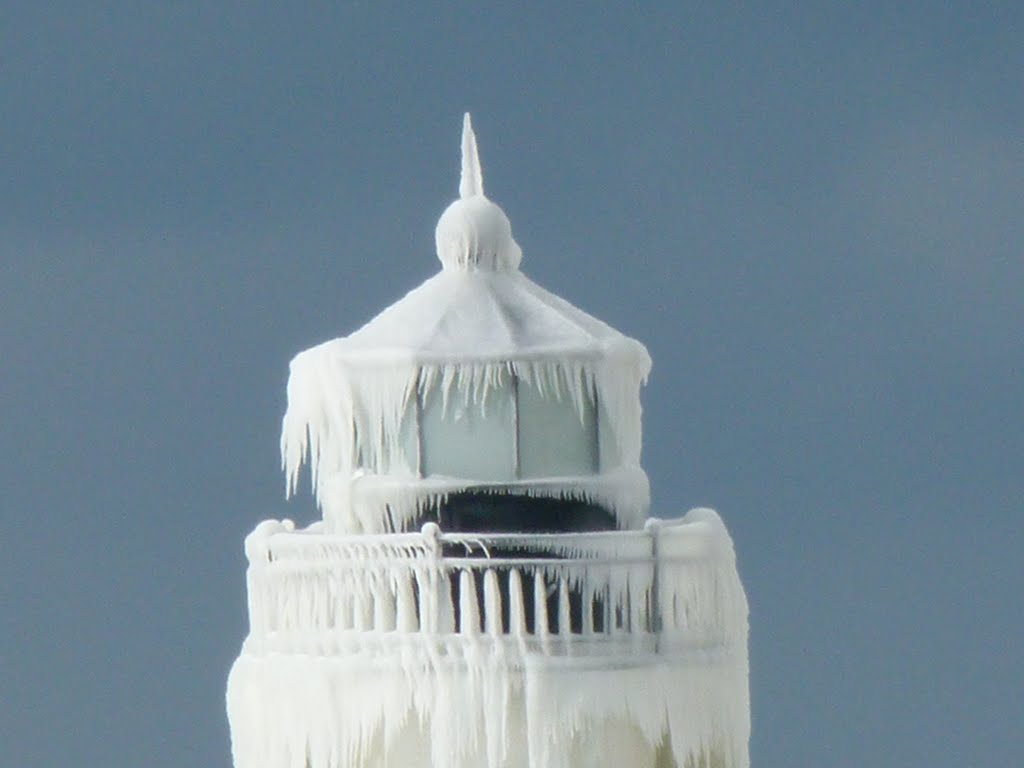 St Joseph Light House Covered with Ice by Roger Pedat