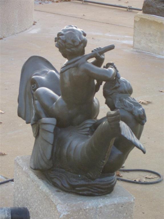 Kid with stick, life-size bronze, JC Nichols fountain, Kansas City, MO by Maxine Arnoldy