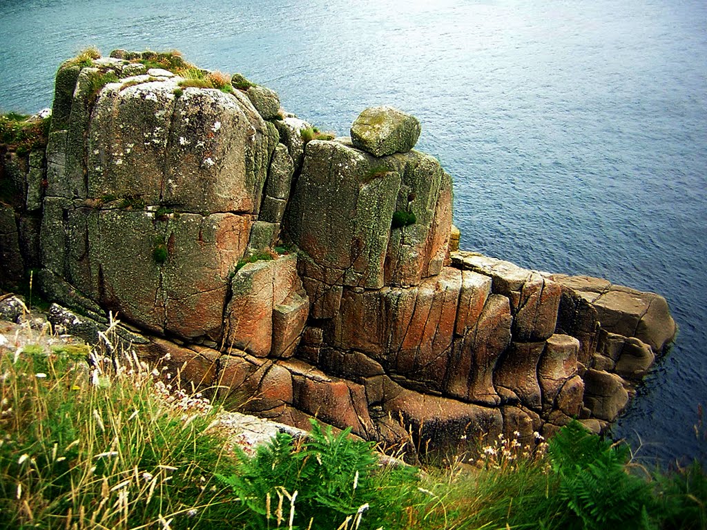 Granite cliffs on the coastal path near Lamorna cove,Mounts bay.West Cornwall by Chris Scaysbrook