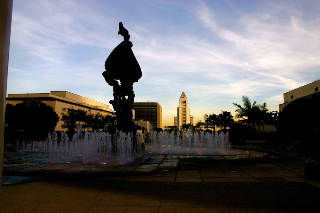 Dorothy Chandler Pavilion and City Hall, Downtown Los Angeles by Michael Jiroch