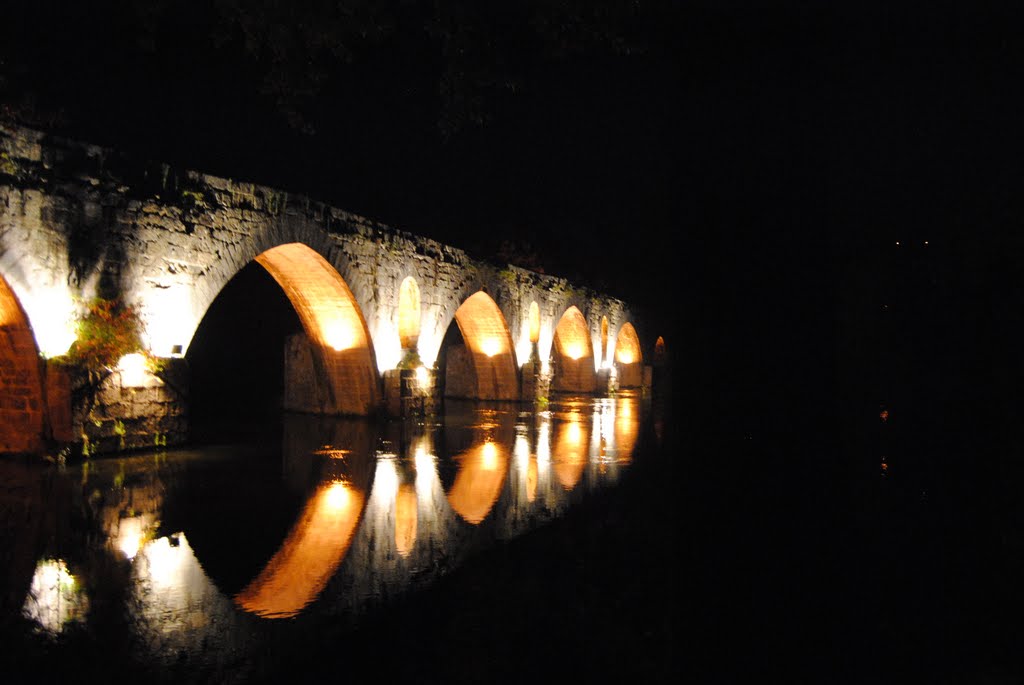 Roman bridge at night by Carlos  Sousa