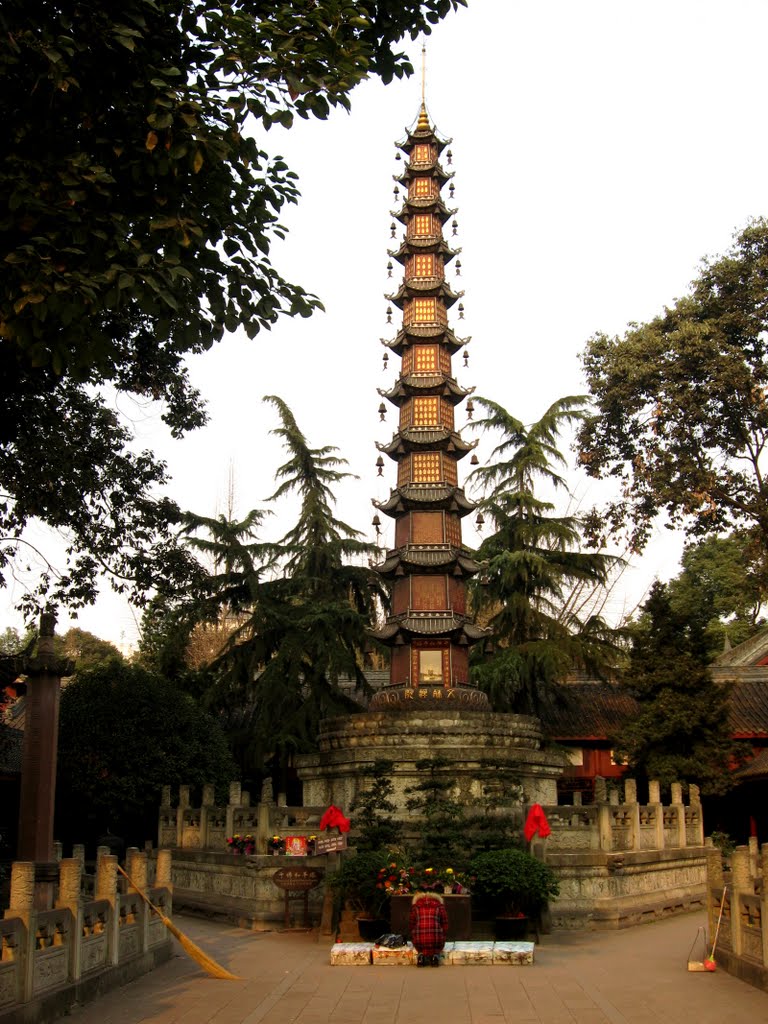 成都文殊院佛塔，pagoda，Wenshu Monastery by 白云黑土