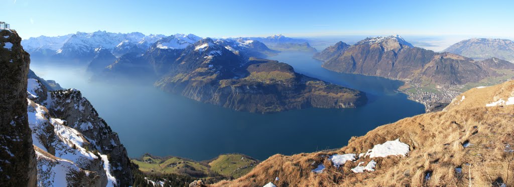 View from Fronalpstock, canton Schwyz, Switzerland. The picture's centre is approximately due West. by CB Bretonnières