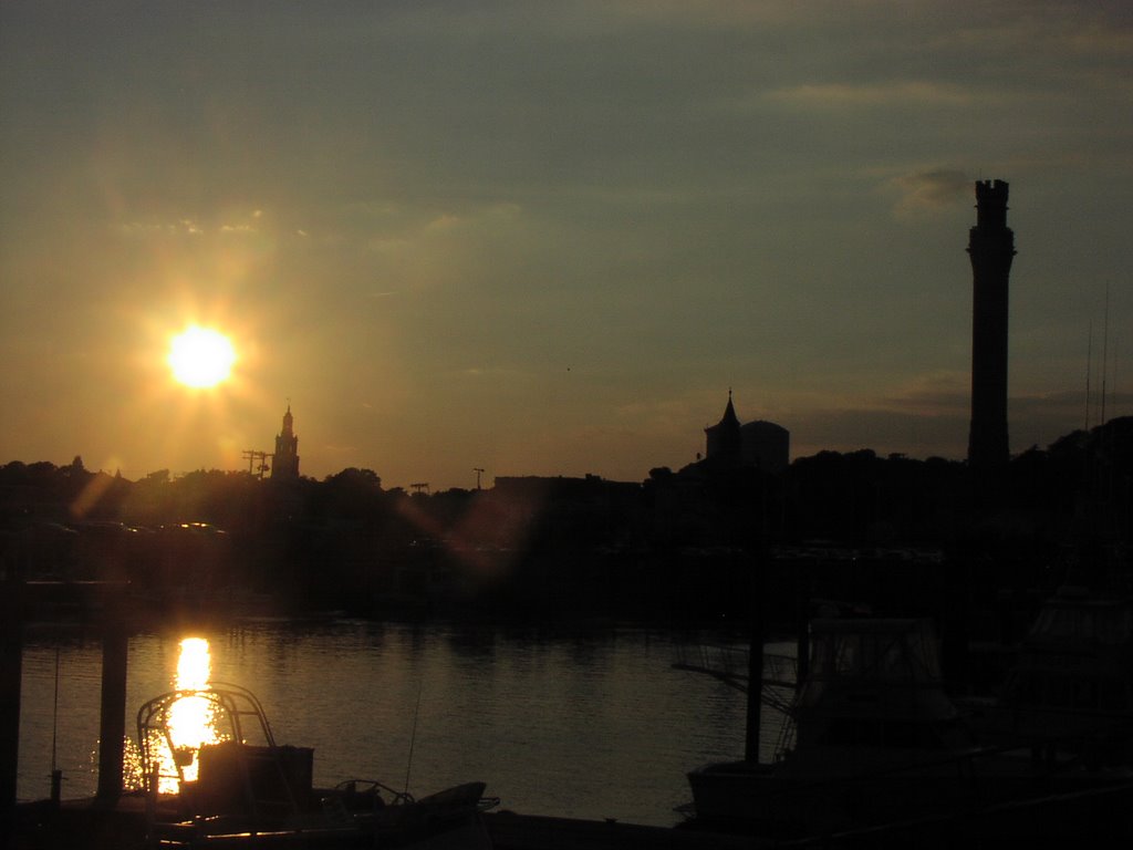 Pilgrim's Tower at Sunset, From McMillian Wharf by ctrap85