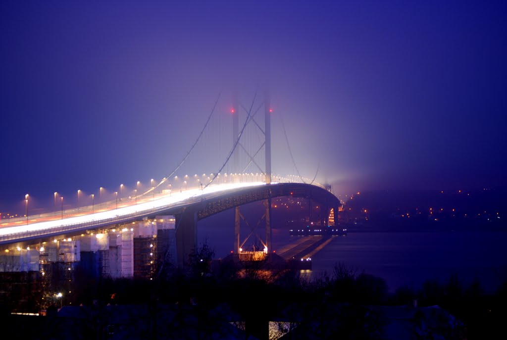 Forth Road Bridge covered with morning fog by Maciej Szester