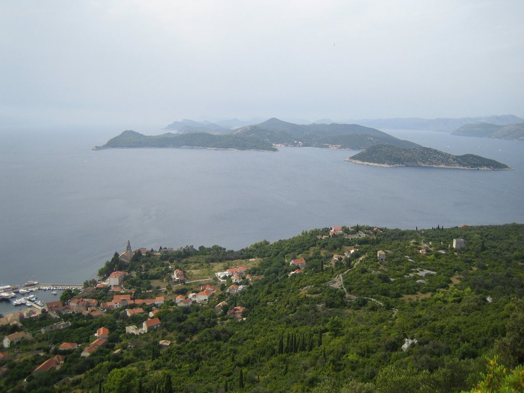 Lopud Island-view from top of the Island - Sipan in the distance by Nikbrovnik