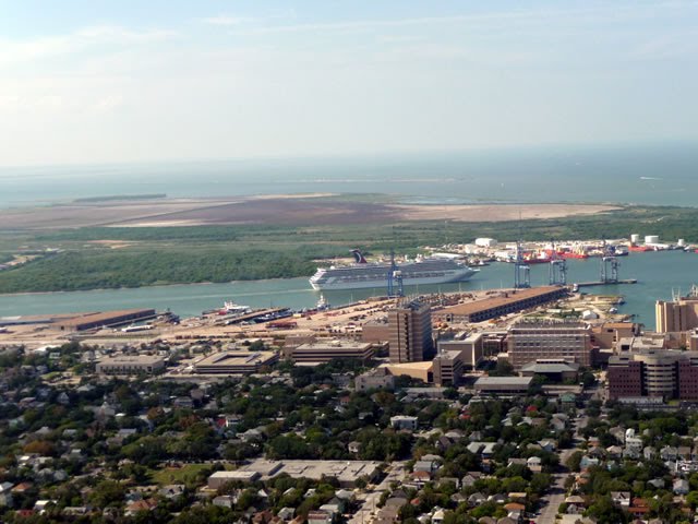 Galveston Cruise Ship from Beach Highrise by MikeStuart