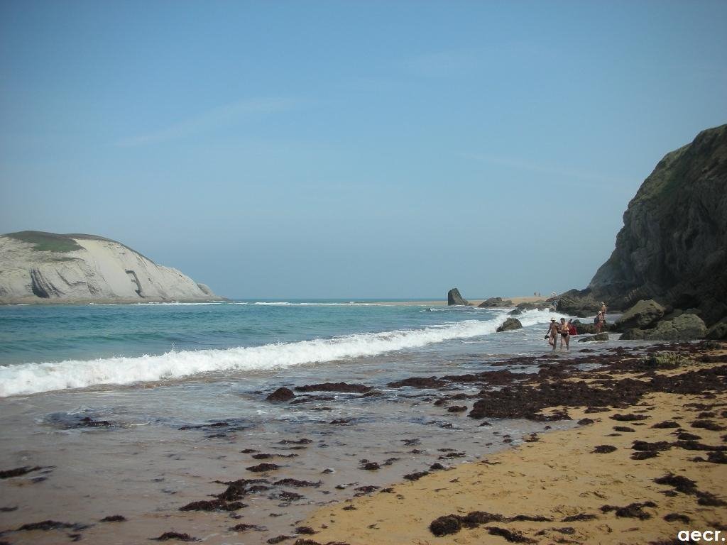 Playa de Covachos e isla del Castro con marea baja. by angel.ecr