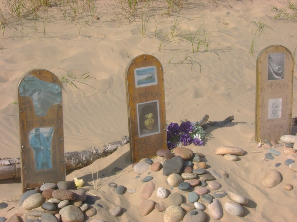 Memorials on Whitefish Point to: Ransom Cundy, Bruce Hudson and Thomas Bensten by ErikEF