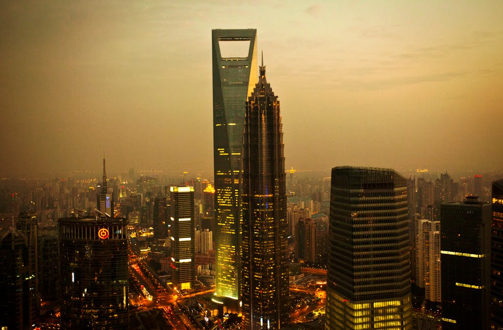 Jinmao Tower and the World Financial Center in Shanghai by mgmoscatello