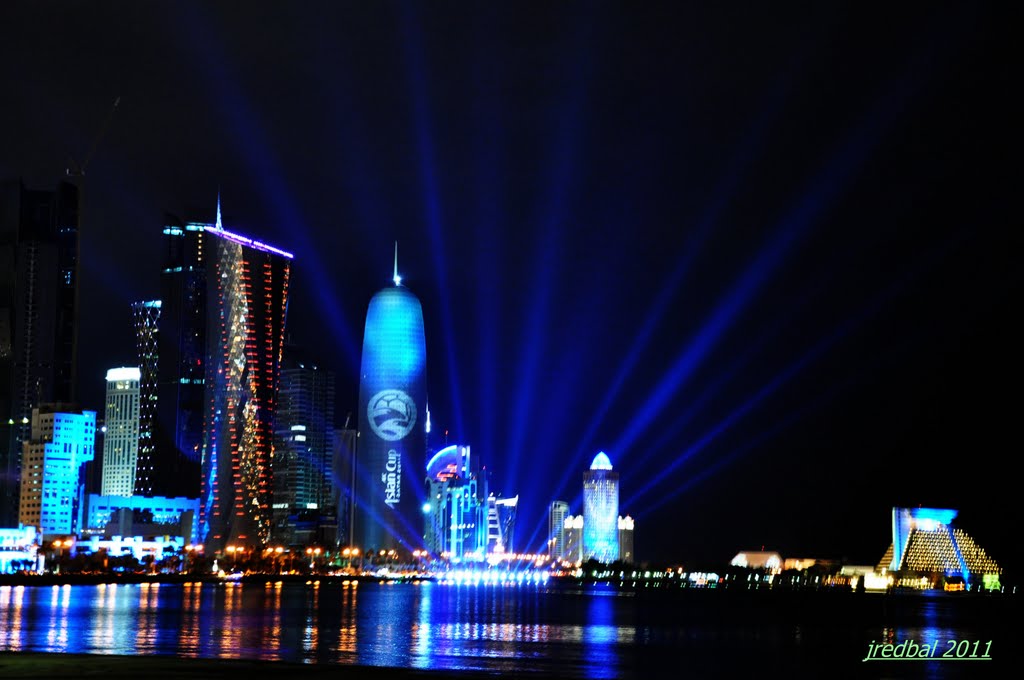 Blue rays of light at Corniche by Edgardo Balajadia