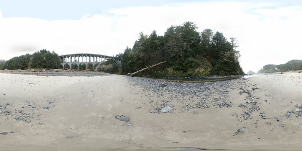 Cape Heceta Head Lighthouse & Cave Creek Bridge 360x180 Panorama by Bill Gorman