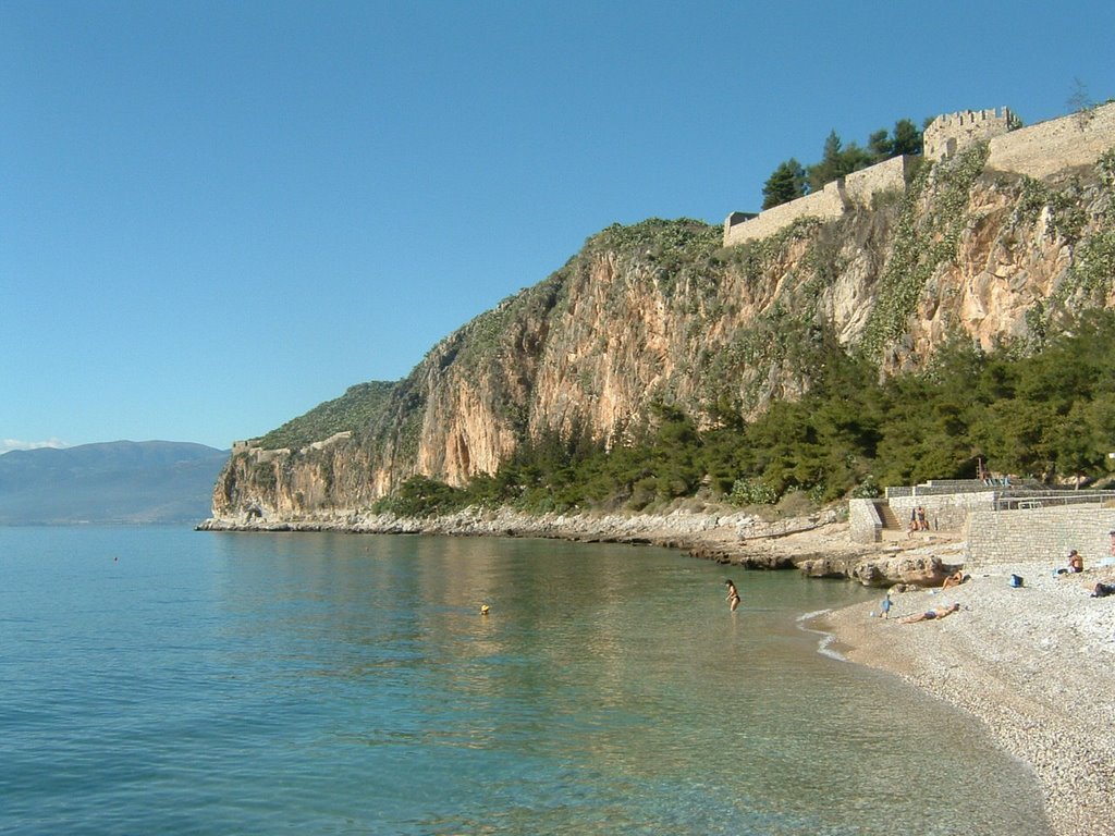 Nafplio, Greece - Beach side of Akronafplia fortress by DSPrice