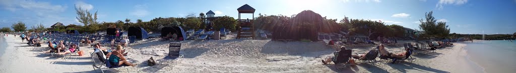 Panorama looking away from the ocean at Half Moon Cay by Jeremiah B