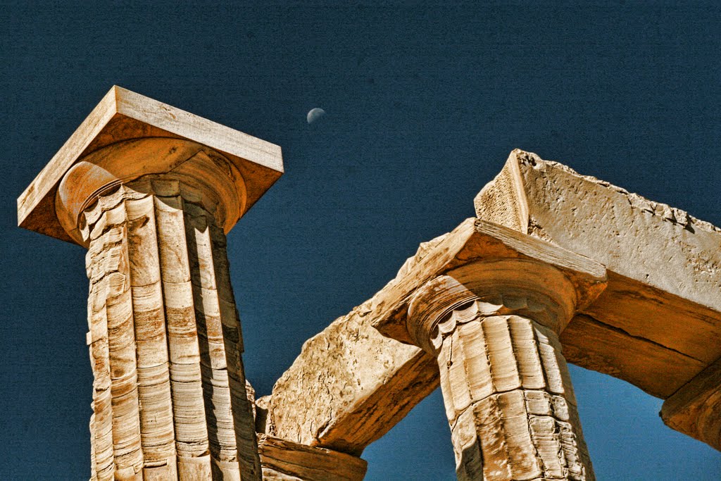 Cape Sounion Moon by JBouts