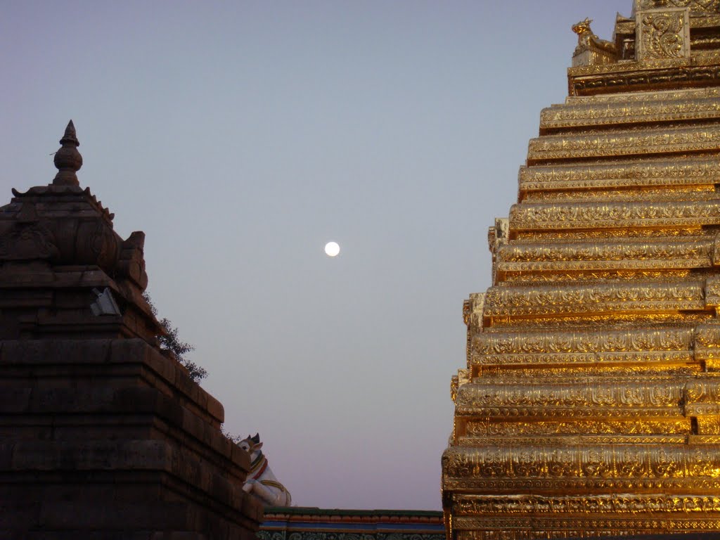 Temple Glittering on a full Moon day by raghav reddy.g.v.