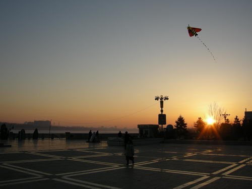 Lonely kite on sunrise by LuciusSeneca