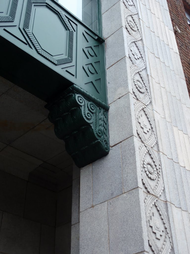 Decorative entranceway detail at the old Atlantic Bank and Trust Co. building, 1-11-11 by tompope2001