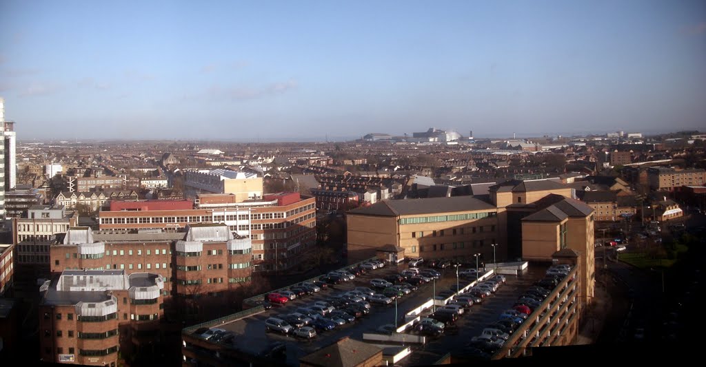 Cardiff and view to Cardiff docks and Bristol Channel by muba