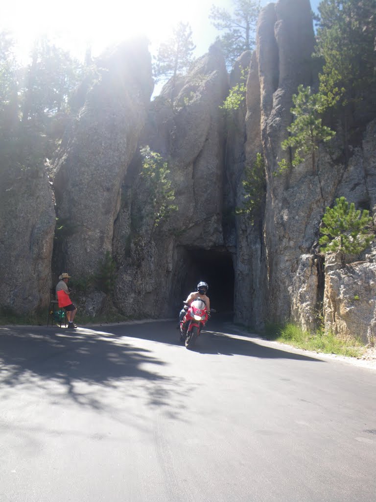 Narrow tunnel in the Black Hills, South Dakota. August 2010. by Lukas Eddy