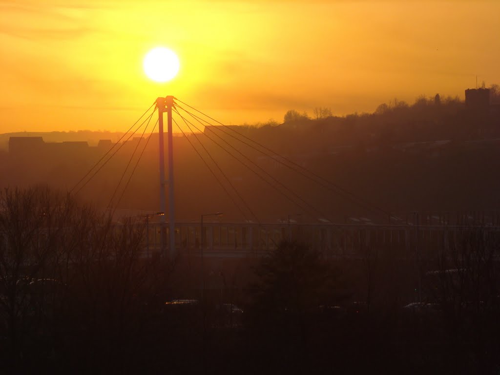 Spectacular setting sun over the Meadowhall Interchange bridge, Sheffield S9 by sixxsix