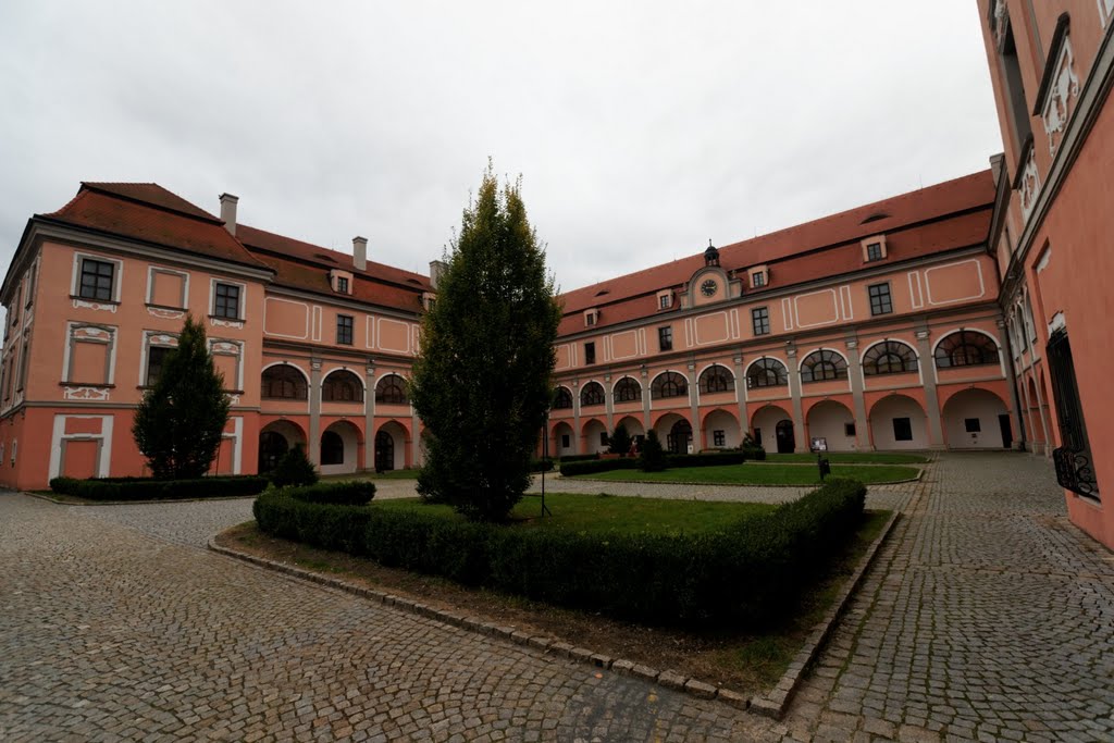 Valašské Meziříčí - Soudní - View SSW on Inside Court of Baroque Castle / Zámek by txllxt TxllxT