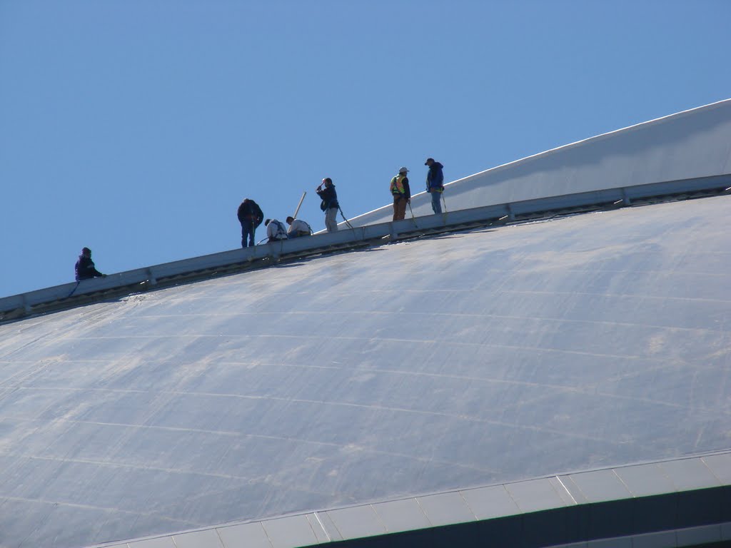 Snow Removal Crew on Stadium Roof by Henry Scoggin