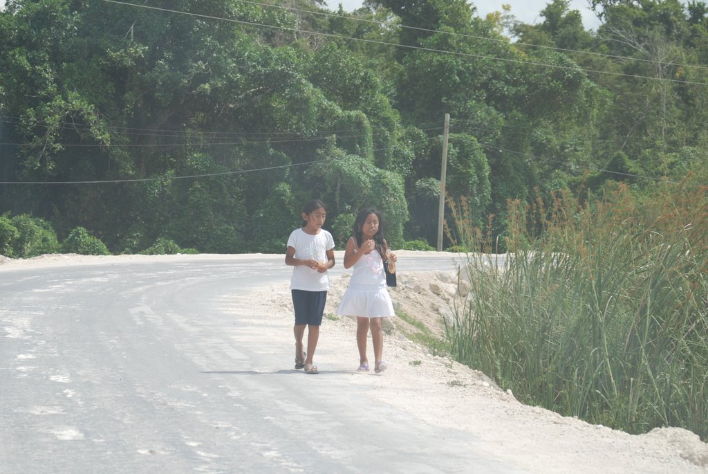 Two Girls Walk The Road in COBA by M Schaefer