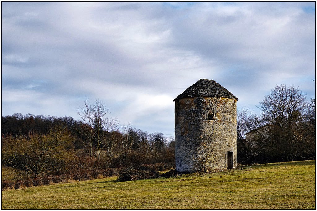 FRAYSSINET [46] - Pigeonnier cylindrique , toit de lauzes. by Michel Chanaud