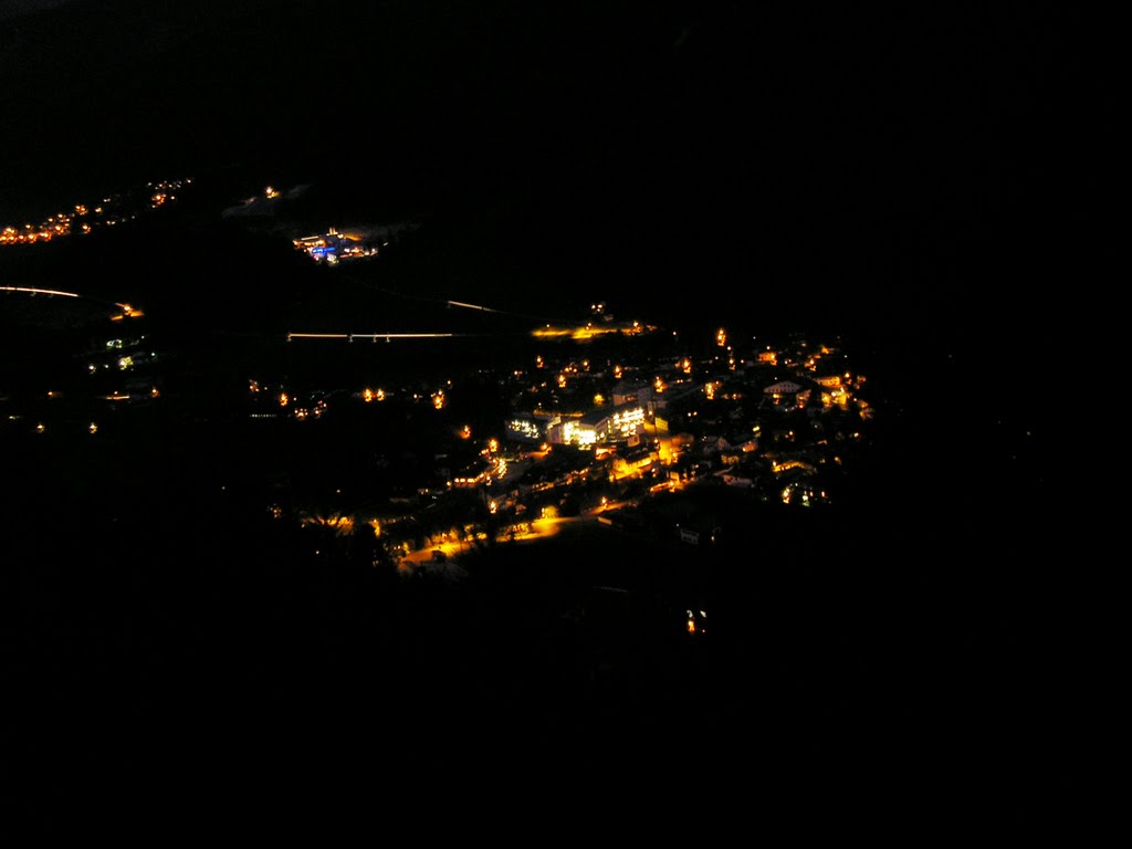 "Fulpmes / Stubaital" in the Night. Fulpmes bei Nacht aus den Bergen gesehen im September 2010. by © "Earth Views"