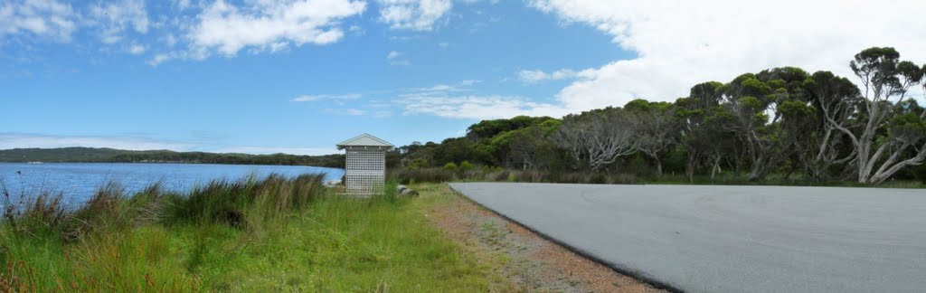 Panorama of Carpark near Fish Cleaning Shed at Wilson Inlet by sugarbag1