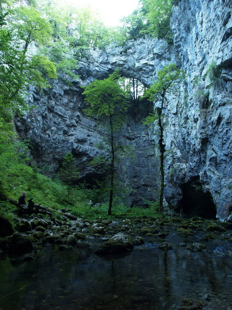 Rakov Skocjan - small bridge over a huge hole by viczki