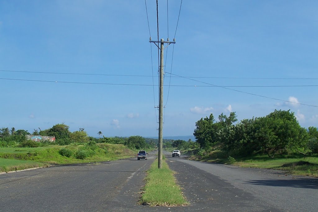 Looking down MANGO Avenue from the RABAUL Hotel area, RABAUL Town ''GONE'' , ASH Build up along sides of Road, in SIPSON Harbour, in ENBProv, PNG, on 26-05-2007 by Peter John Tate,