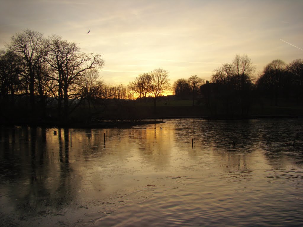 Sunset over Hillsborough Park pond 2, Sheffield S6 by sixxsix