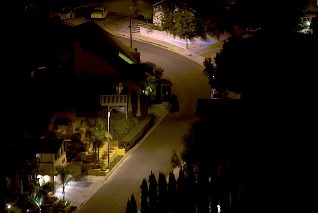 Looking down onto a street in Studio City. by Benjamin Pezzillo