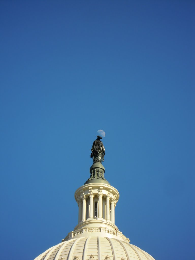 Washington D.C-The Moon and the Statue of Freedom-02/12/2011 by Voodevil