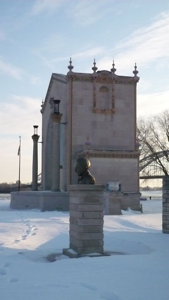 Bix Beiderbecke Bust and Bandshell Leclaire Park by embryojoe