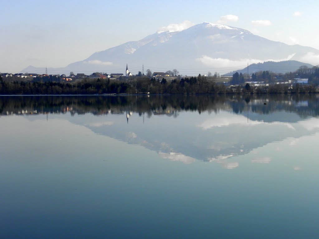 Drau-River, St. Marxen, Petzen-Mountain in the background by Andromeda/R. Stetschnig