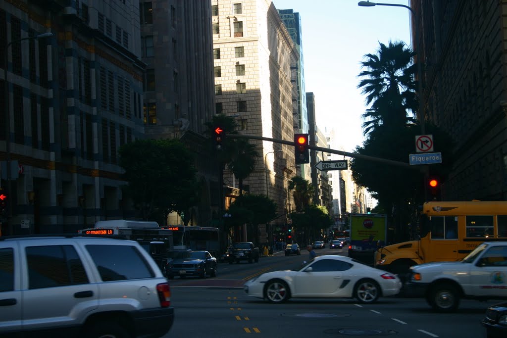 Looking East down 7th St. from Fig, Downtown Los Angeles, CA by MICHAEL  JIROCH  &  www.michaeljiroch.com