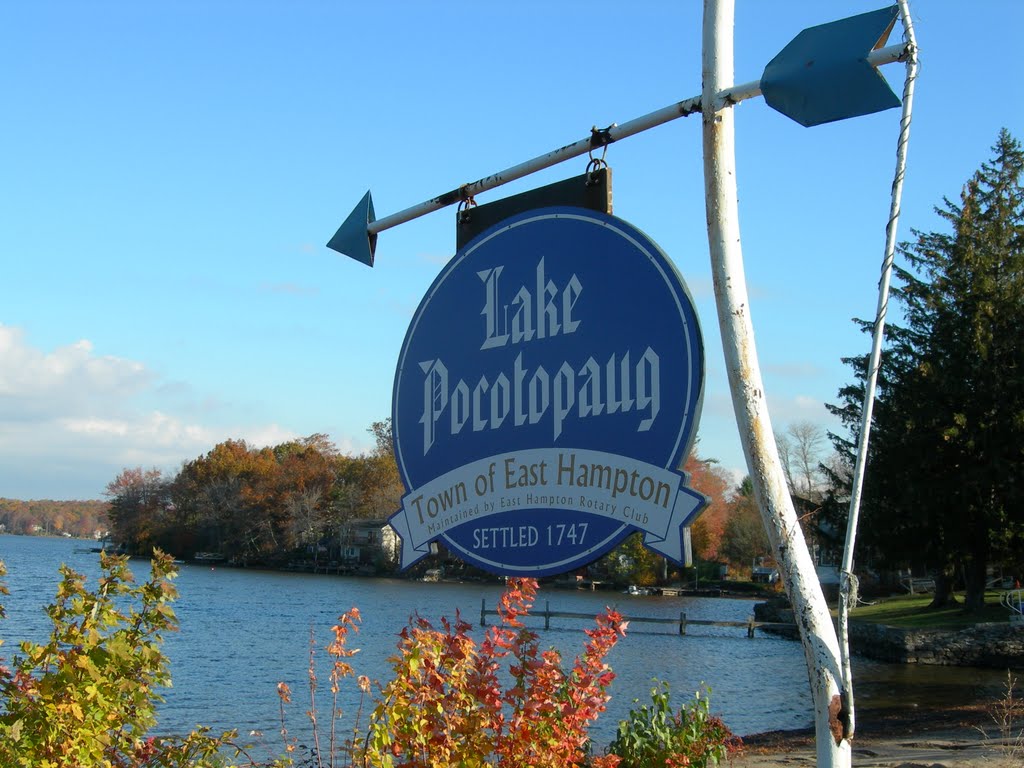 East Hampton Lake Pocotopaug Sign by tcordeiro23