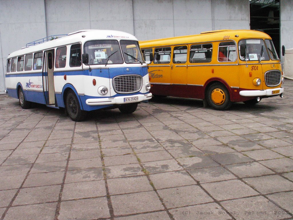 80th Anniversary of Krakow's Buses - 2 Restored "Cucumbers" - in Aircraft Museum by Yatzeck